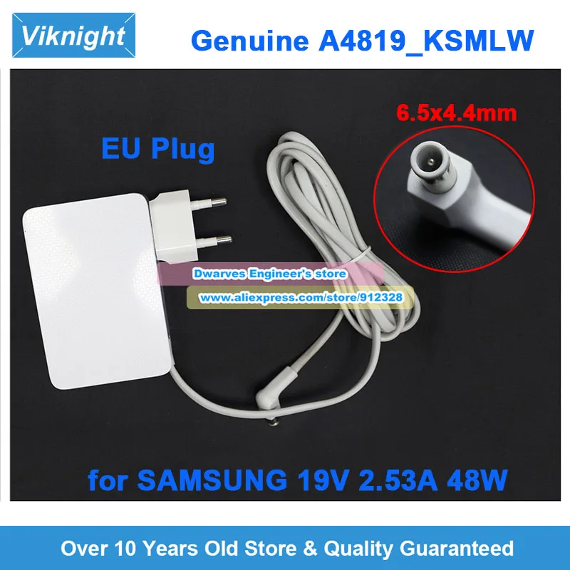 

EU PLUG Genuine 19V 2.53A 48W AC Adapter A4819_KSMLW BN44-00886E Charger For Samsung A4819_KSML Laptop Power Supply 6.5x4.4mm