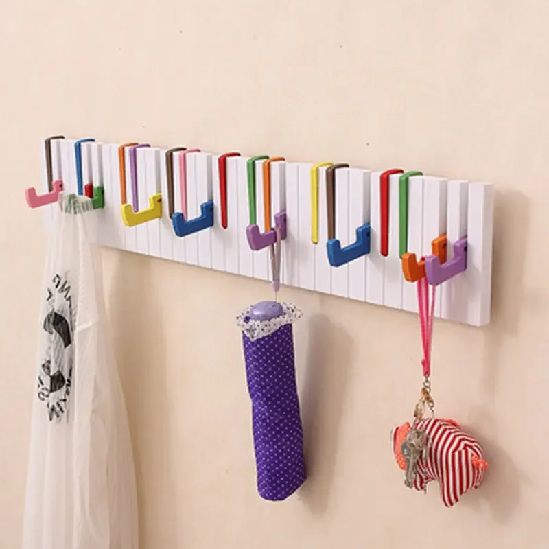 

Colorful Piano Keys Towel Holder, Nordic Porch Coat Hanger, Durable Bag Hanger with Solid Load-Bearing, Creative Wall Hook