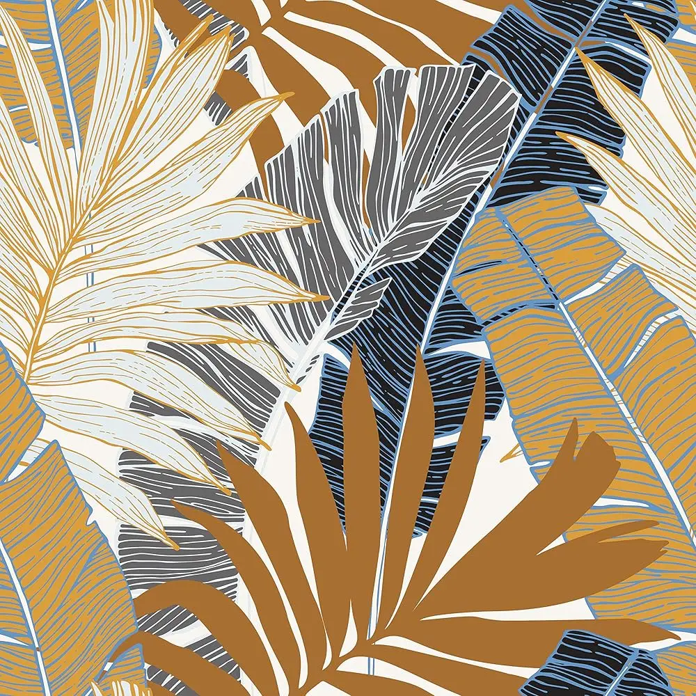

Tropical Botanical Leaf Wallpaper Brown Plant Floral Wallpapers For Living Room Bedroom Peel And Sti Wallpaper 17.5"" X78.7""