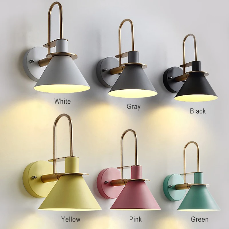 Bedside Sconce Macaron Color Scheme Wall Lamp Loft Wall Metal Modern Sconce LED Interior Wall Light For Bathroom Stairs Lighting
