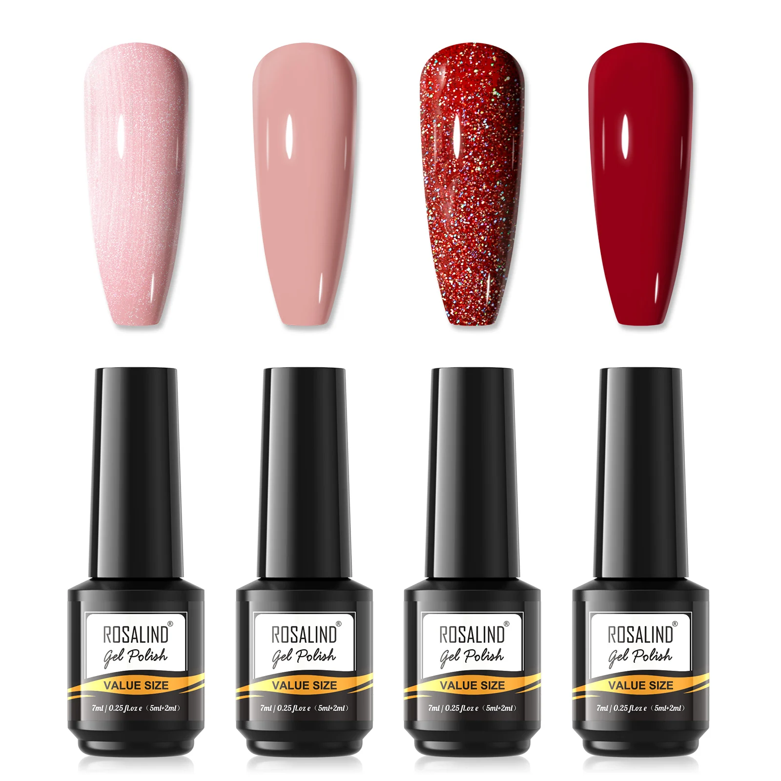 ROSALIND Bright Flash Gel Nail Polish Kit 4/6PCS Set UV Nail Art Semi Permanent Hybrid Varnishes Soak Off Base Top Coat Nail Art