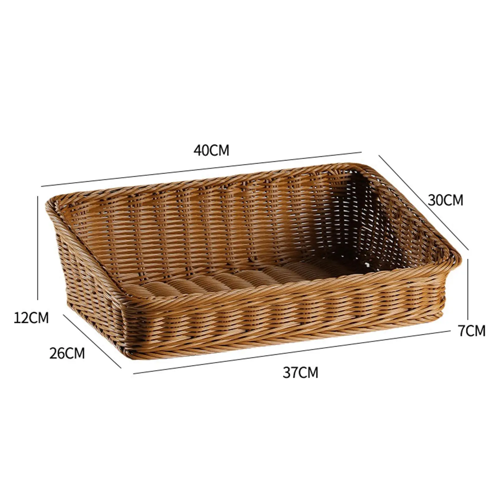 Bread Basket Imitation Rattan Woven Basket Rustic Food Basket Food Display Organizer for Camping Outdoor Cafe Picnic Living Room