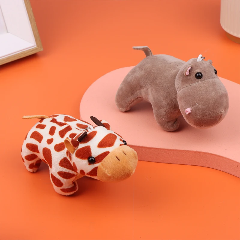 LLavero de animales del bosque Kawaii, elefante, hipopótamo, muñeco de peluche, juguetes de algodón suave, regalo de juguete