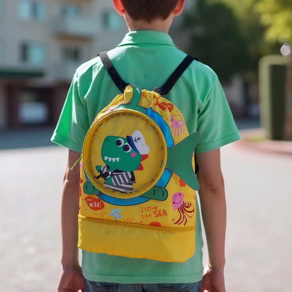 Детский рюкзак для плавания с отделением для сухого и влажного плавания, сумка для хранения плавания, спортивная спортивная сумка на шнурке для бассейна, дорожный рюкзак с отделениями для обуви