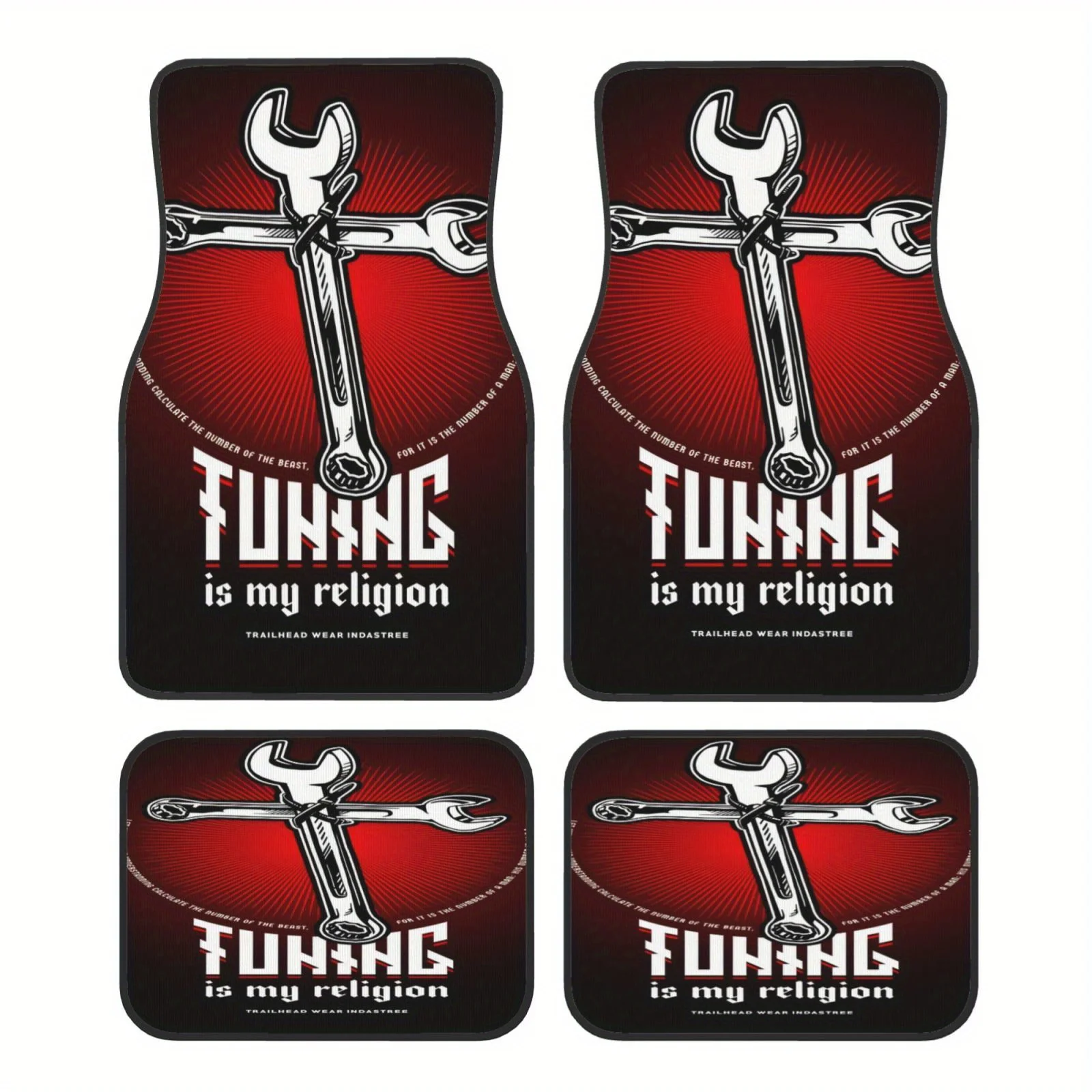 

--4pcs Car Mats -- JDM Style Pattern -- Crystal Velvet Floor Mats -- Suitable For Any Vehicle