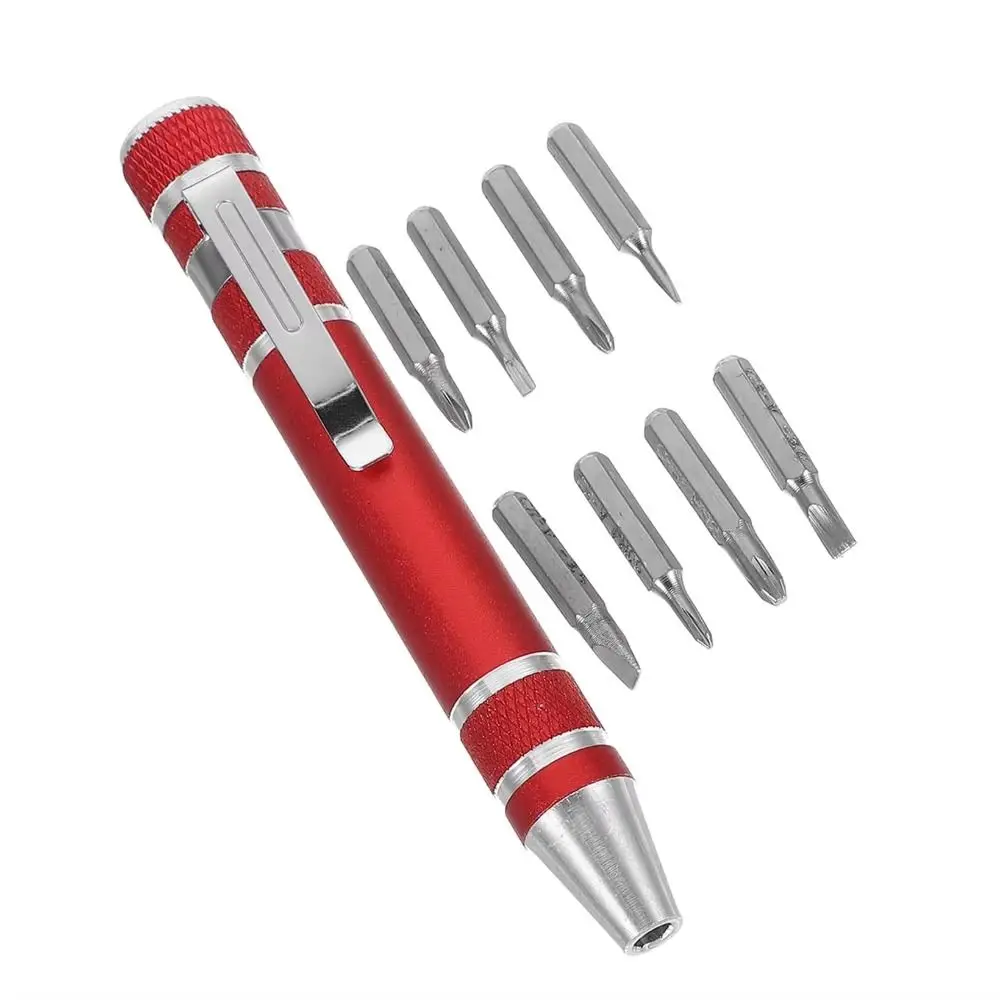8 In 1 Pocket Screwdriver Set Aluminum Alloy Changeable Bits Precision Screwdriver Pen Magnetic Bits Precision Bits