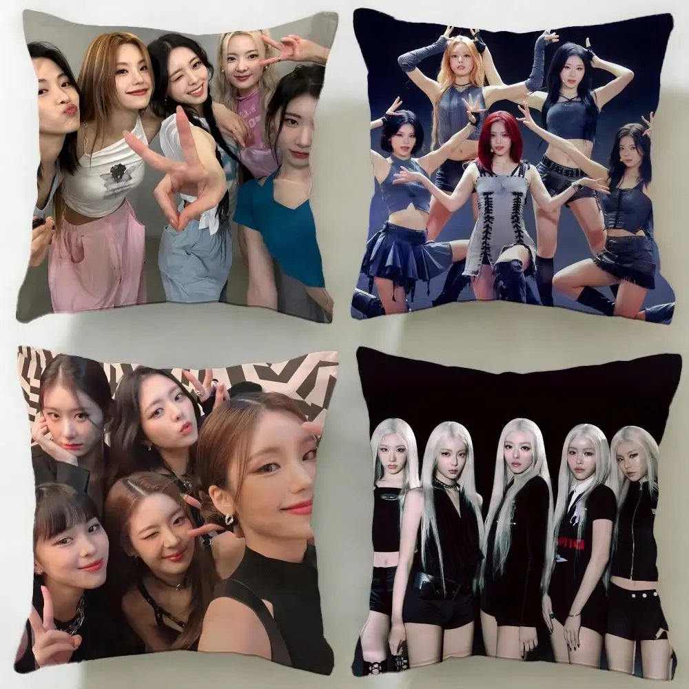 Funda de cojín del grupo de kpop ITZY, funda de almohada suave y fácil de lavar, versátil para sofá, cama, viajes y oficina