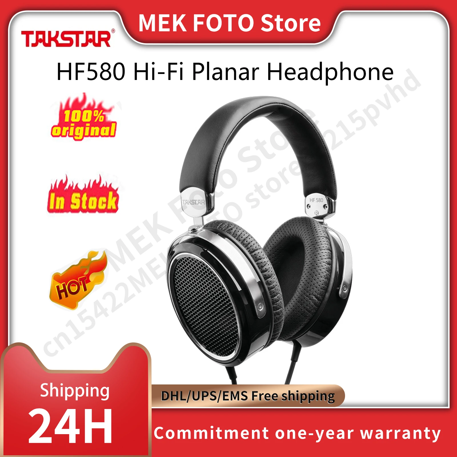 Оригинальные Hi-Fi планарные наушники Takstar HF580, сверхбольшая планарная диафрагма с низким уровнем искажений, мощные LF, полный MF, прозрачный HF