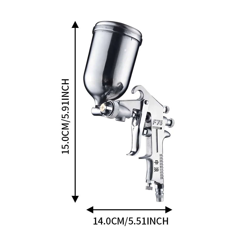 

A Medium Wave Spray Gun, F-75G, Top Pot Type, 1.5mm Caliber, High Atomization for Fine and Even Paint Application, Paint-Saving and Durable Pneumatic Paint Gun, Suitable for Automotive Sheet Metal Repair, Furniture and Wood Painting, Home Decoration Walls