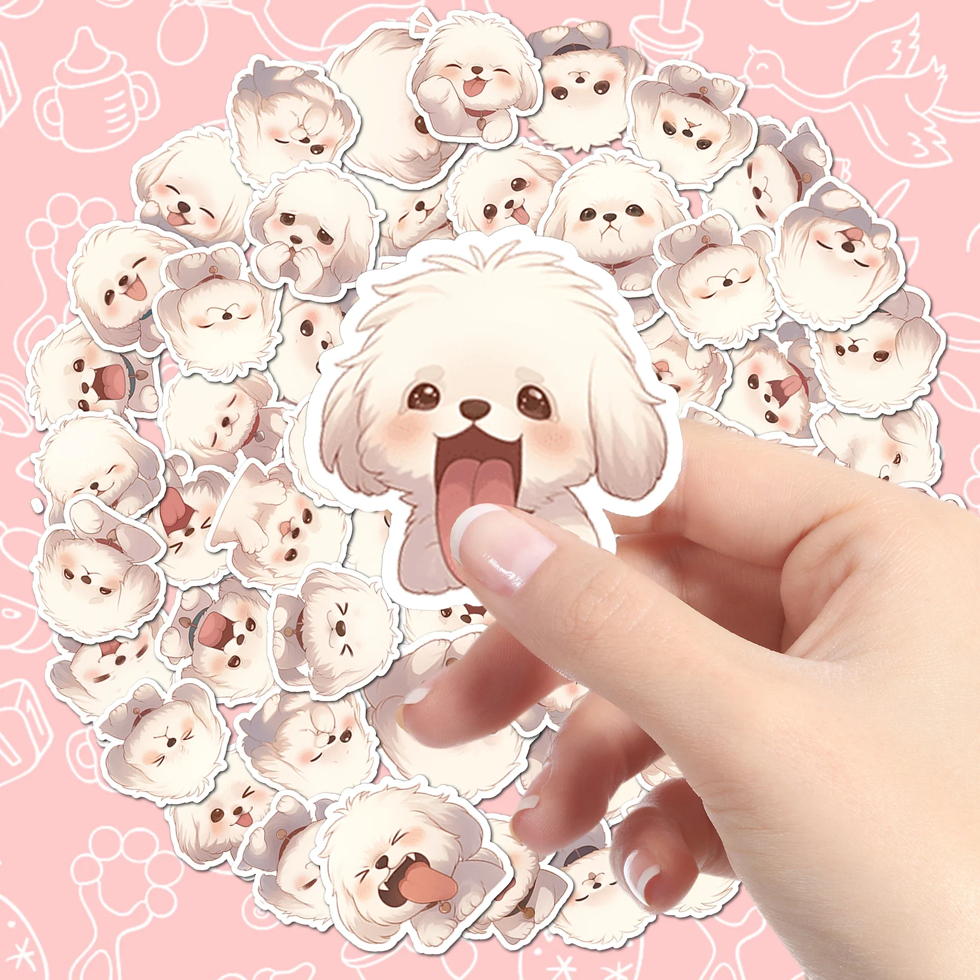 40pcs Maltese Cute Dog Stickers, Cute Pet Stickers, and Cute Pet Stickers can be used for furniture decoration rewards