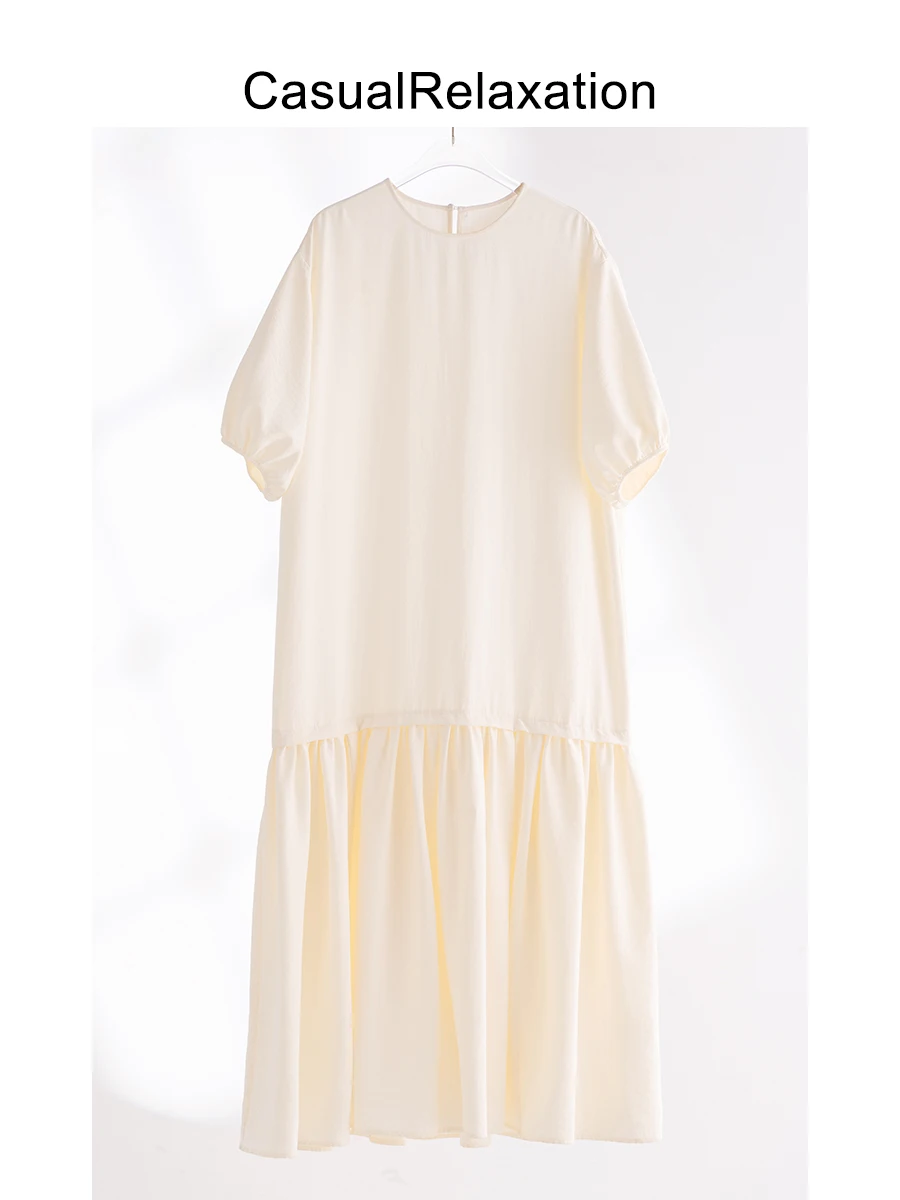 Ele Casual Long Dr round Ne ort Sve Straight Cut Loose Fit Beach Vaion Sle Dames Dr Zacht polyester mix