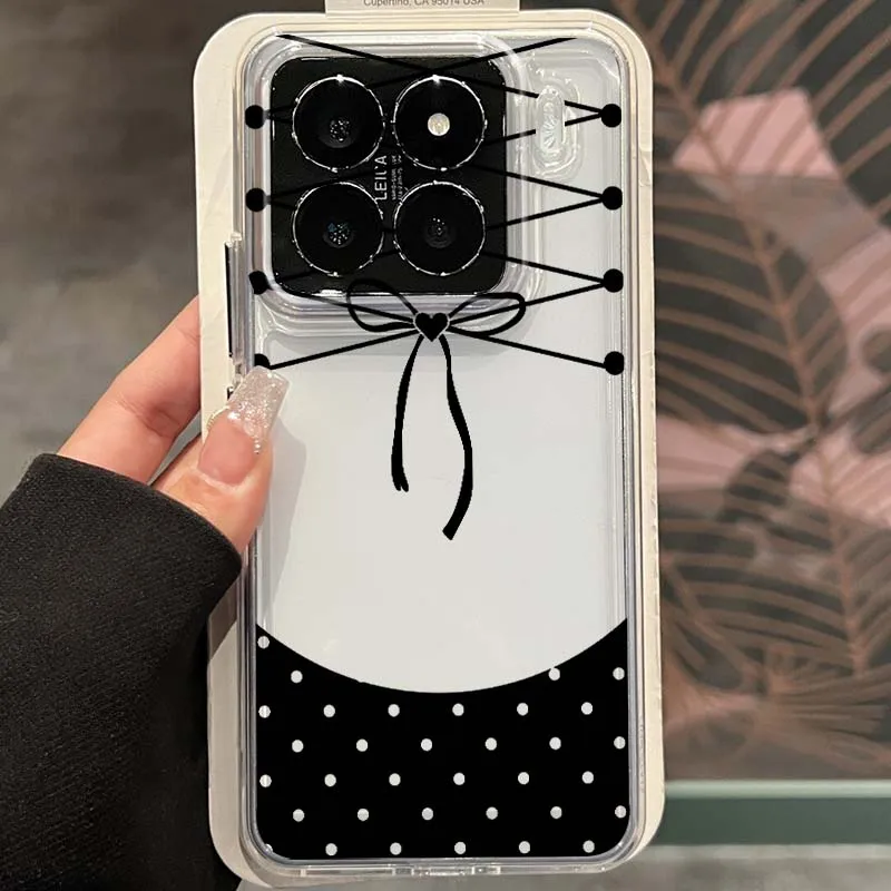Black bow pattern design Phone Case For Xiaomi 17 15 14 13 12 12S 12X 12T 11 11T Pro max Lite ultra TPU Transparent