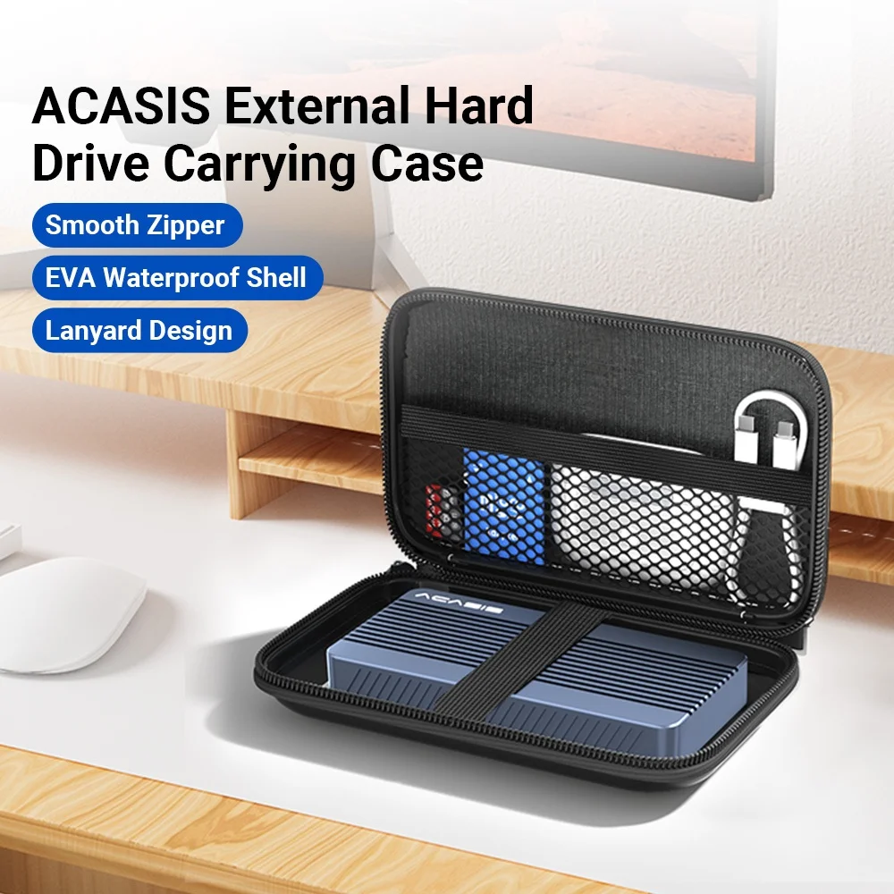 Acasis 2.5 Inch Hard Disk Box Solid Color Protection Bag Portable Hard Disk Case Suitable for Hard Disk Storage Protection