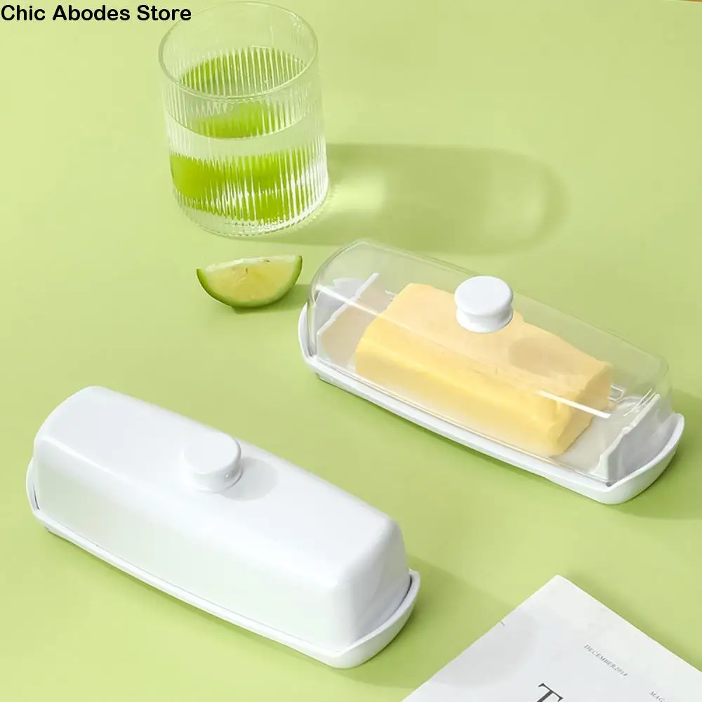 

Dessert Holder With Sealed Lid Butter Box Rectangle Dust-proof Butter Container with Fork Reusable Cheese Keeper Fruit