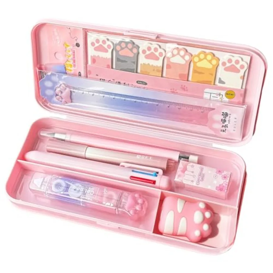 

9+1 Pcs Pink Kawaii Stationery Set Cute Cat Paw School Supplies Japanese Style Office Student Best Gifts
