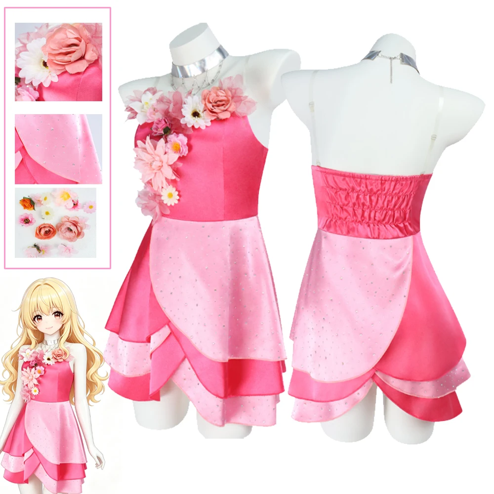 

Anime Flora Cosplay Costume Pink Dress Woman Halloween Carnival Cosplay Flora Performance Disfraz Roleplay Dance Clothes