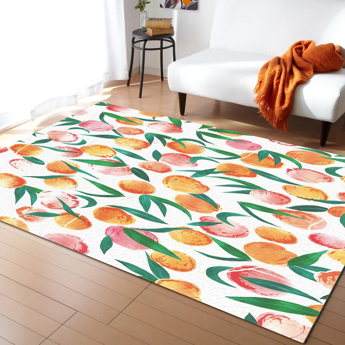 

Juicy Peach Fruit Watercolor Living Room Carpet Coffee Table Floor Mat Study Bedroom Bedside Home Decoration Large Rug Floor Mat