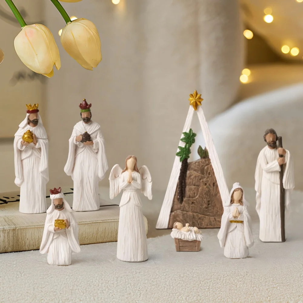 2025 New Nativity Religion Resin Ornaments Desktop Desk Decorate Character Handicraft Pendulum