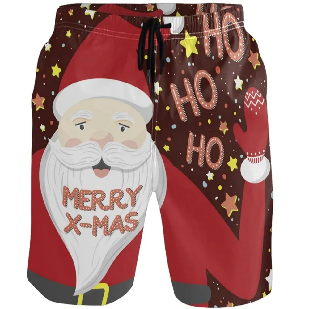 Santa Claus Xmas Graphic Beach Shorts 3D Merry Christmas Printing Board Shorts Fashion Mens Swim Trunks Pants Hombre Y2k Pants