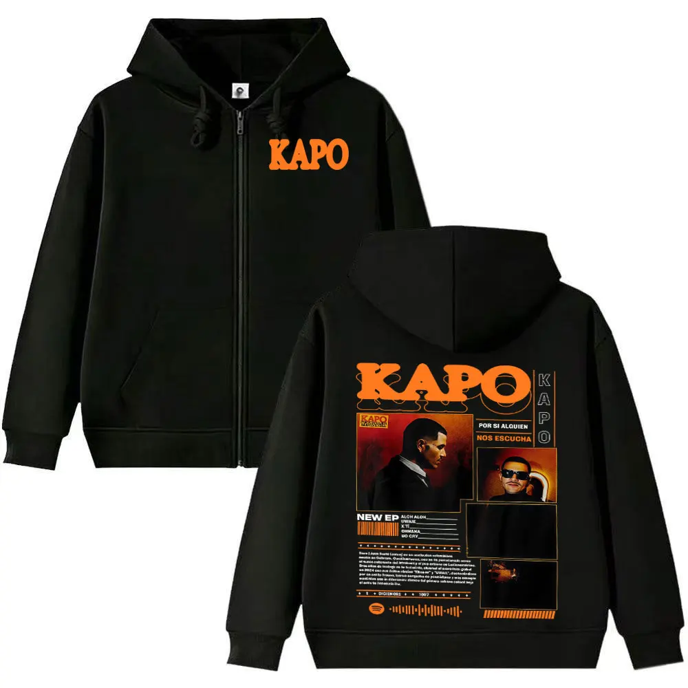 Moletom com capuz e zíper do novo álbum do rapper Kapo, estilo casual para homens e mulheres, casaco oversized, jaqueta Y2K, moletom de alta qualidade