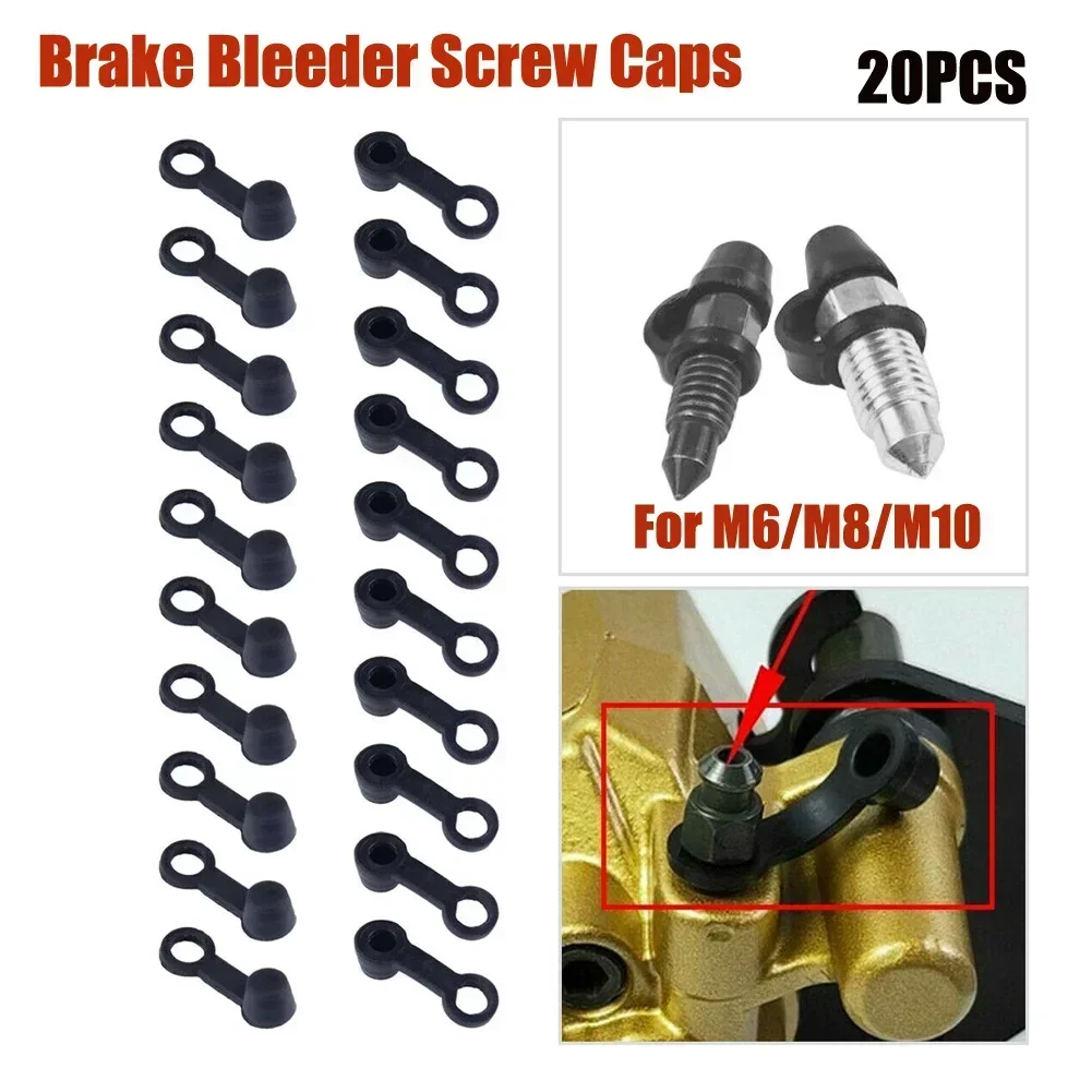 20/40pcs Brake Caliper Bleeder Screw Cap Grease Zerk Fitting Cap Rubber Dust Cover For Car Motorcycles M6/M8/M10 Screw Tools