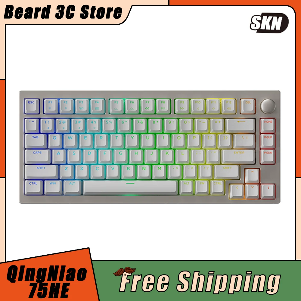 

SKN QingNiao 75HE Magnetic Switch Keyboard Three Mode 81keys RGB Customize Gasket Wireless Gaming Keyboard Hot Swap PC Gamer