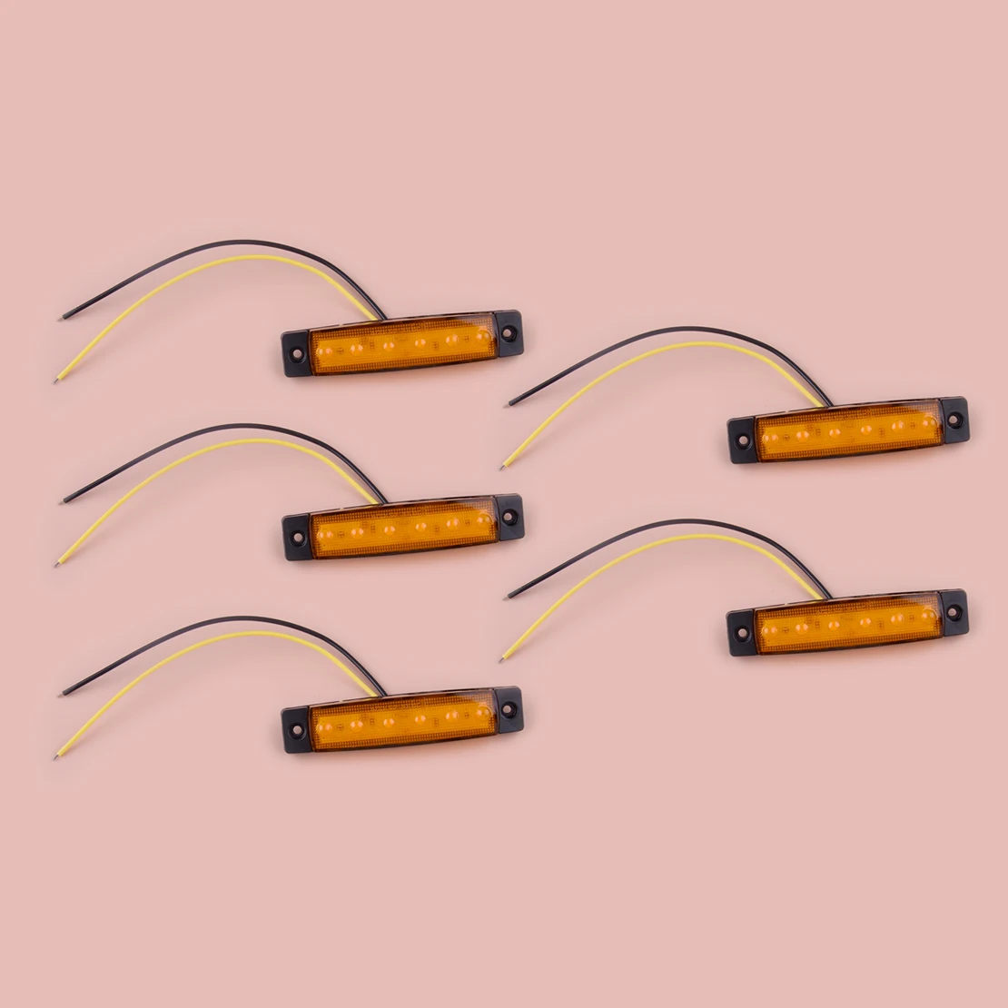 

10 шт. универсальный желтый 6 светодиодный боковой габаритный индикатор, рок-лампа для автомобиля, лодки, грузовика, прицепа, каравана, кемпера