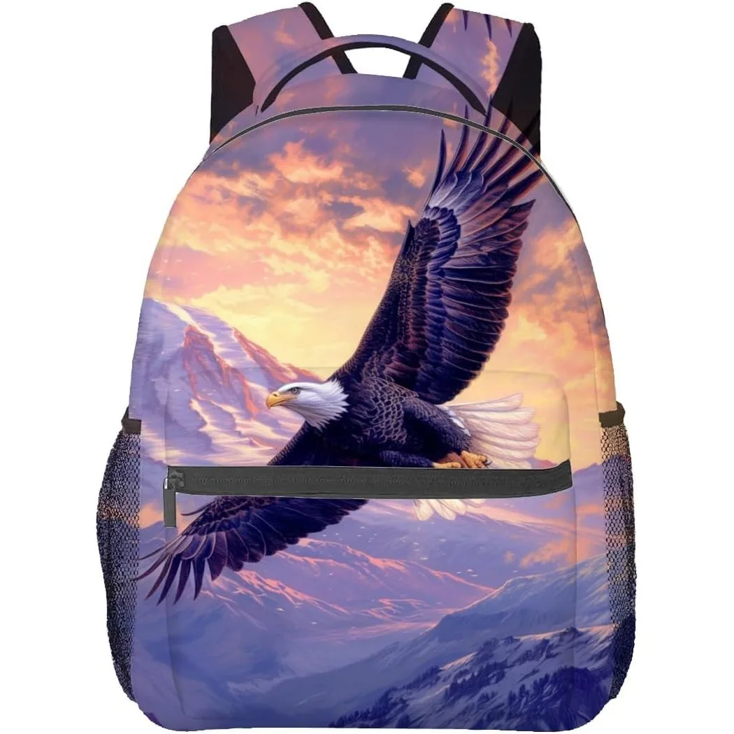 

Eagle Mountain Pattern Backpack School Bookbag Bald Eagle Back Pack Accessories Bags Ideal Gifts for Work Outdoor Adventures
