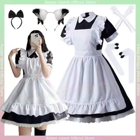 Gothic Lolita Anime Maid Cosplay Costumes Women Princess Dress Love Live Cosplay Japanese Anime Sweet Coffee Waitress Role Play