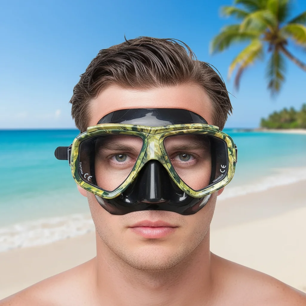 近視用スキューバダイビングマスク,カモフラージュ防曇マスク,水泳用具,近視レンズ,近視ゴーグル フルフェイス Scuba Diving Mask
