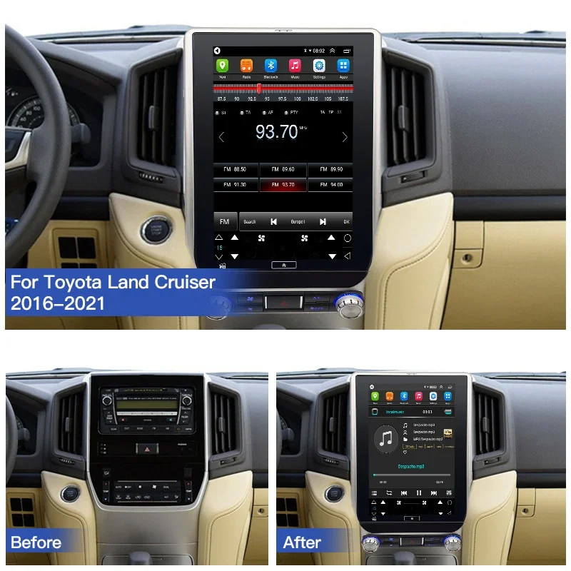 For TOYOTA LAND CRUISER LC200 2016-2019 Android Tesla Style Car Multimedia Player Auto Radio Head unit Tape Recoder