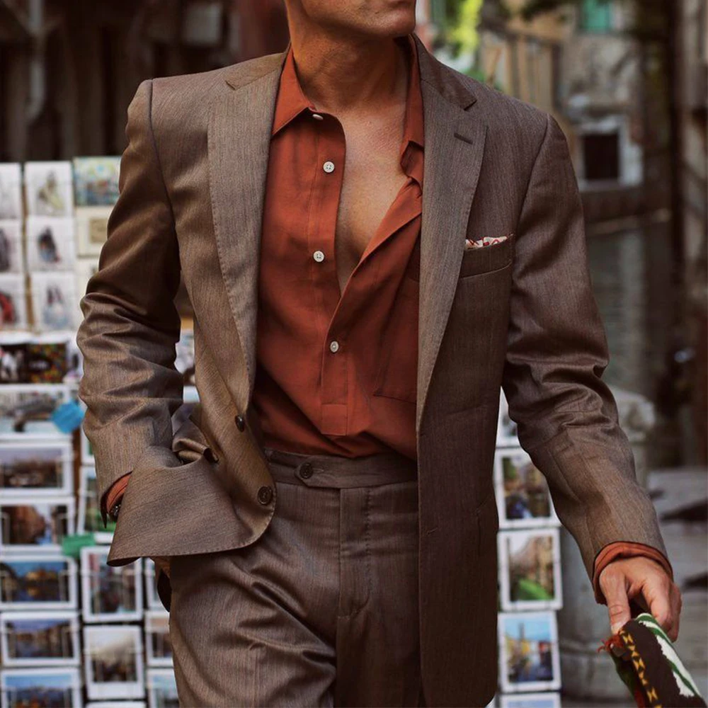 

Men Suit 2 Piece Set Cotton Linen Single Breasted Slim Fit Comfortable Business Suits Elegant Casual Blazer Pants Formal Office