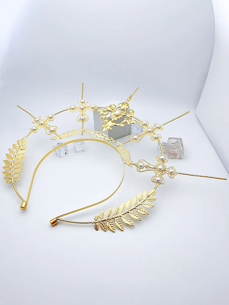 DIY Kit Lolita Holy Angel Halo Filigree Wing Sun Halo Crown Headpiece Wedding Gold Angel Headlights Gothic Goddess Headband