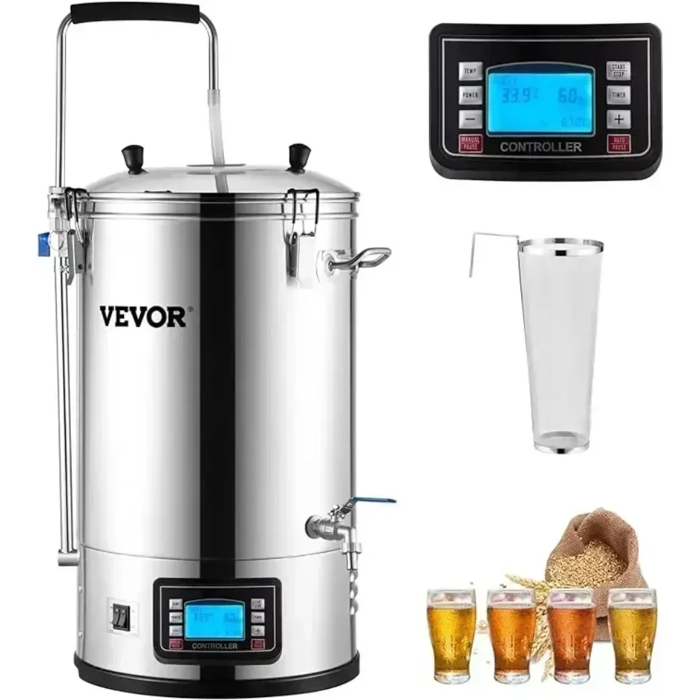 Electric Brewing System, 9.2 Gal/35 L Brewing Pot, All-in-One Home Beer Brewer W/Pump, Mash Boil Device W/Panel, Beer Brewing.