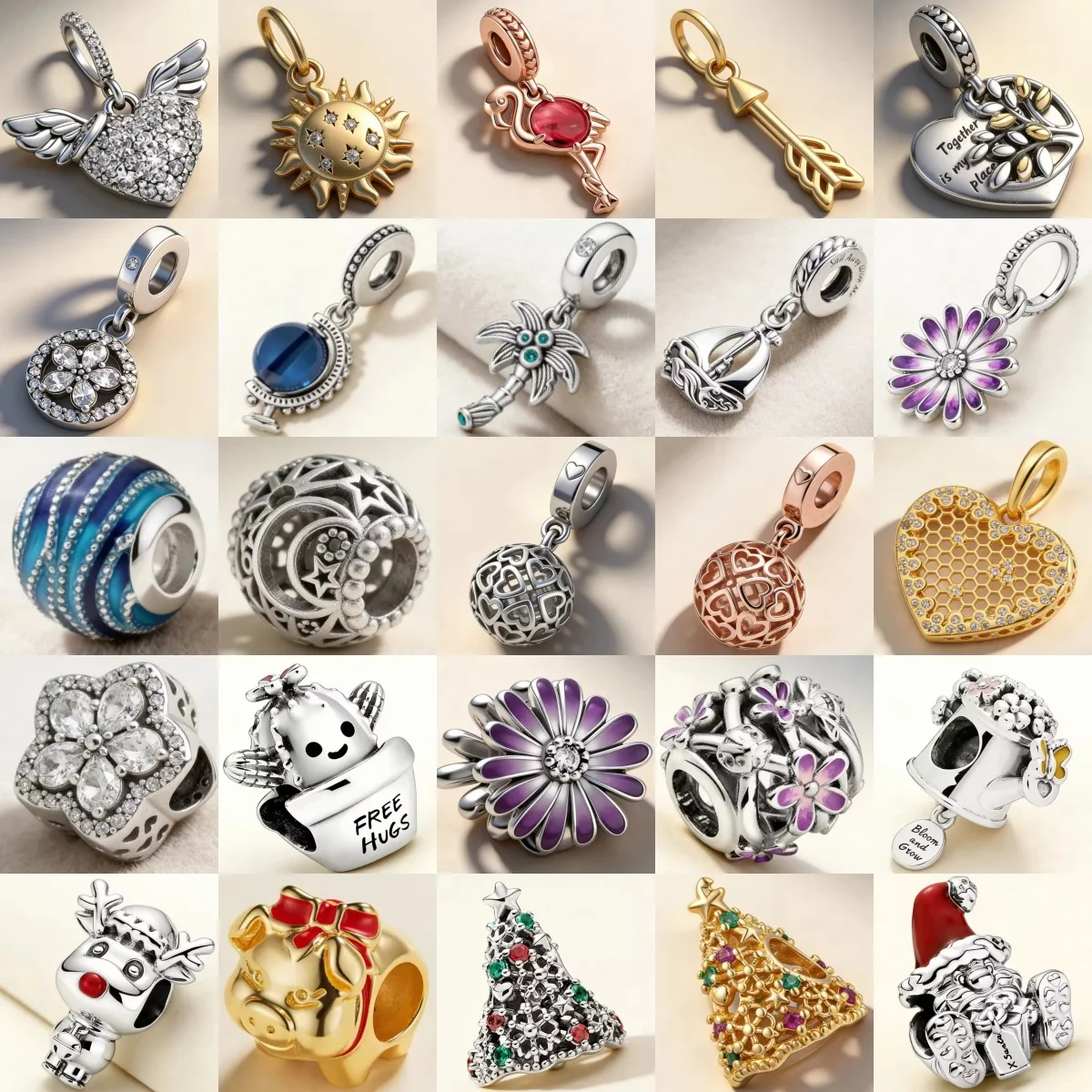Classic 925 Silver Christmas Tree, Daisy, Sailboat Bead Pendant Compatible With Original Bracelet DIY Women's Birthday Gift