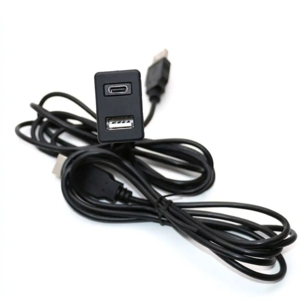 For For JIERUIAUTO Auto Interior USB Type C Socket Flush Mount Dashboard Connector Audio Charging Extension Port
