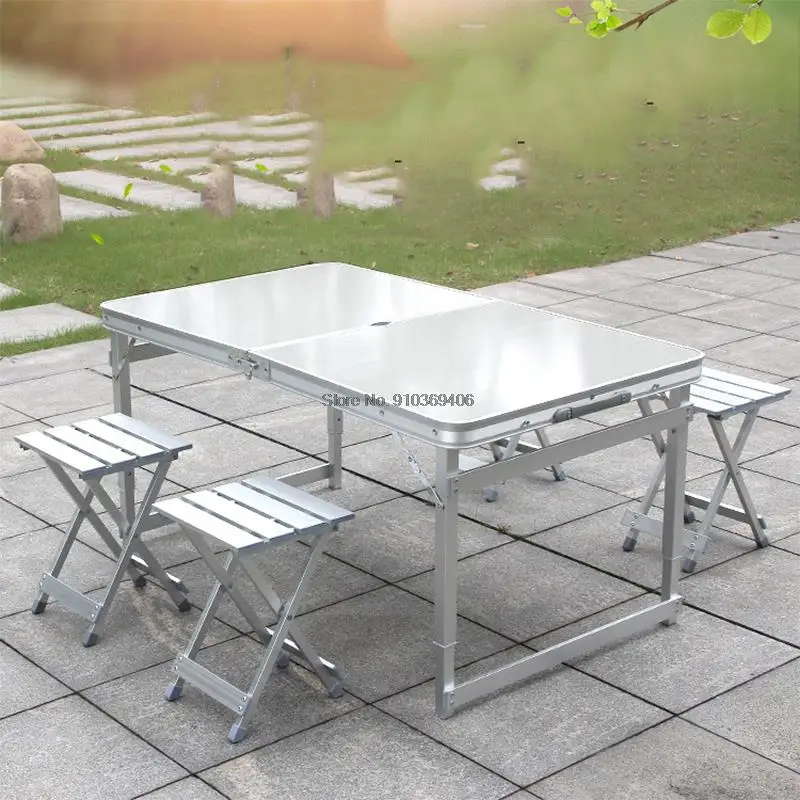 

Portable Foldable Camping Table Aluminum Alloy Desk And Chairs Set Outdoor Lightweight Table For Fishing BBQ Picnic 120x60/70cm