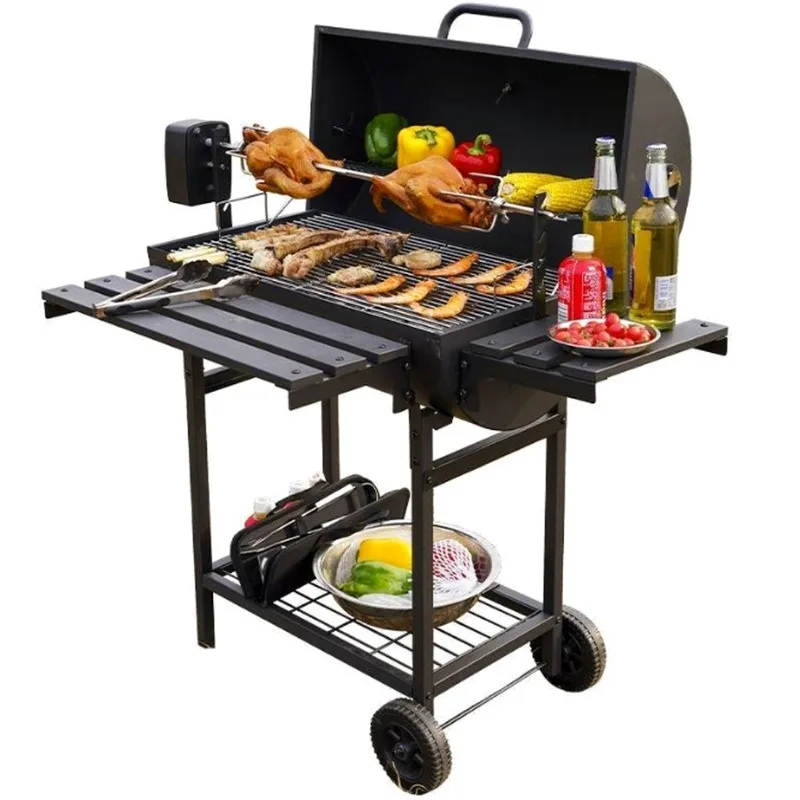 European stainless steel outdoor charcoal grill, multi-style, adjustable height, foldable function, durable metal grill