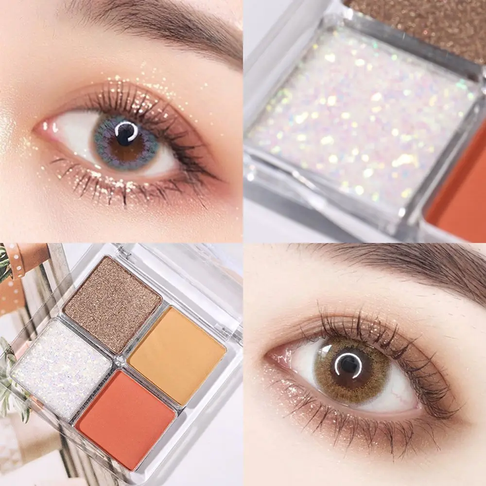 Paleta de Sombra Perolado para Mulheres, Sombra Matte, 4 Cores, Ferramenta de Maquiagem, Cosméticos Destaque, Shimmer Eye Pigments, Meninas