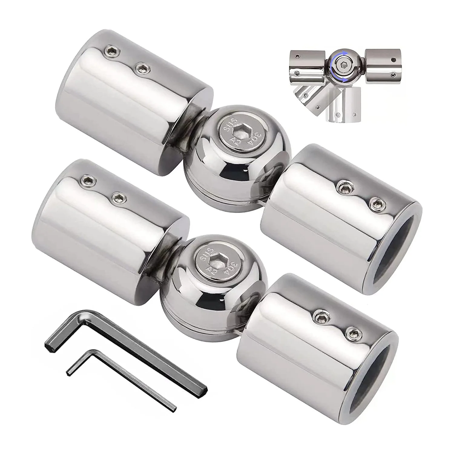 

FAAJ-2PCS Curtain Rods Corner Connector, Adjustable Curtain Rod Corner Connector For 1 Inch Bay Window Curtain Rods
