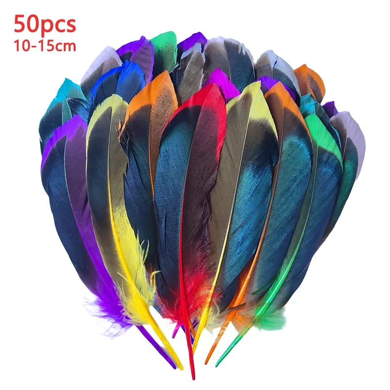 

10-15cm Goose Feathers Trim 50pcs Long Decoration Plumas Big Small Black Mix Colored White Bulk For Crafts Hat Carnival Salon