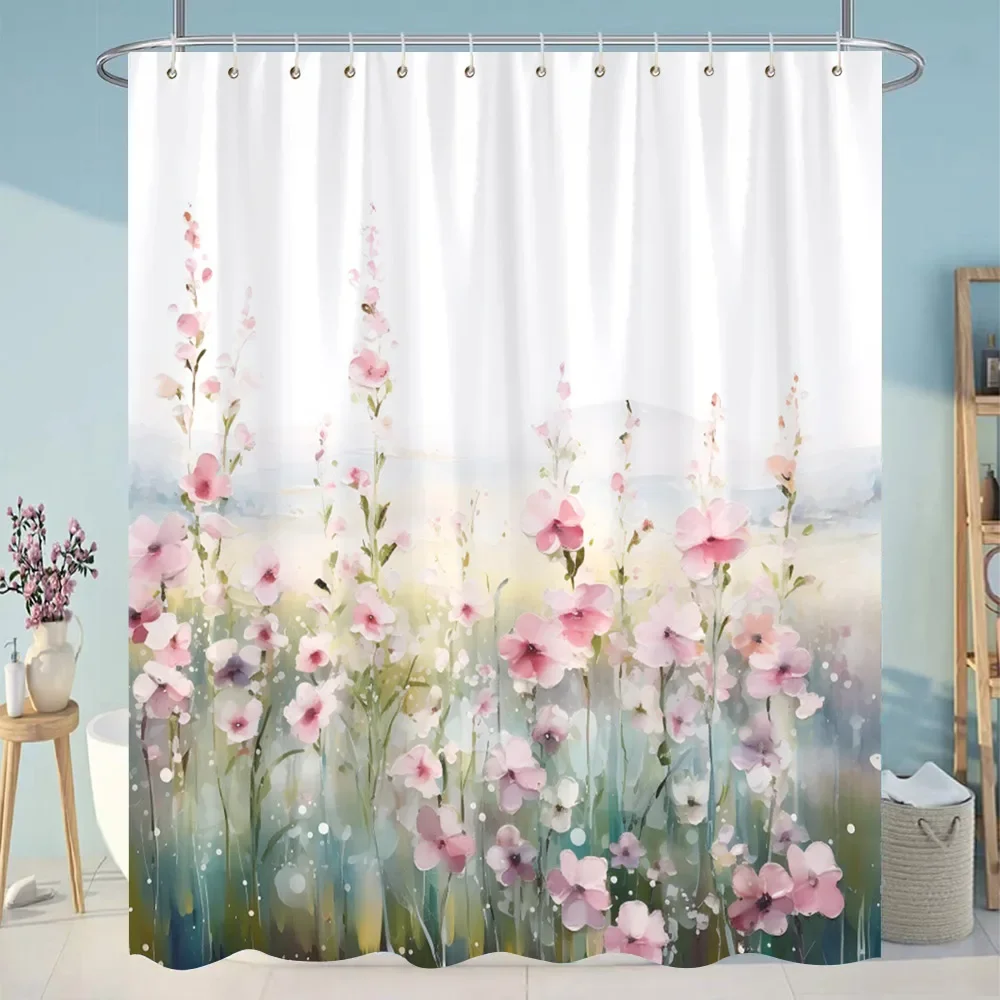 Botanical Floral Bathroom Curtains Tropical Green Leaf Butterfly Nature Landscape Polyester Fabric Shower Curtain Bathroom Decor