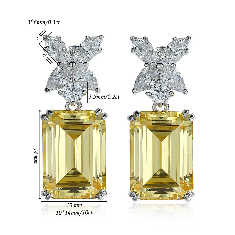 OEVAS Vintage 100% 925 Sterling Silver Emerald Cut High Carbon Diamond Gemstone Drop Dangle Earrings Fine Jewelry Wholesale