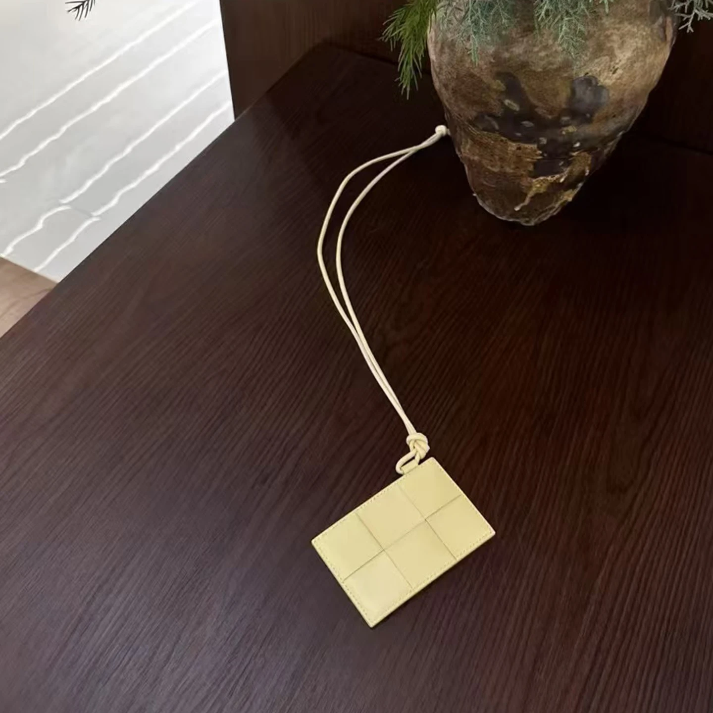 حار مبيعات معرف مكتب حامل بطاقة الرقبة المحفظة الرجال والنساء حامل بطاقة العمل اليد المنسوجة محفظة من جلد الغنم بطاقات حامل مع الحبل