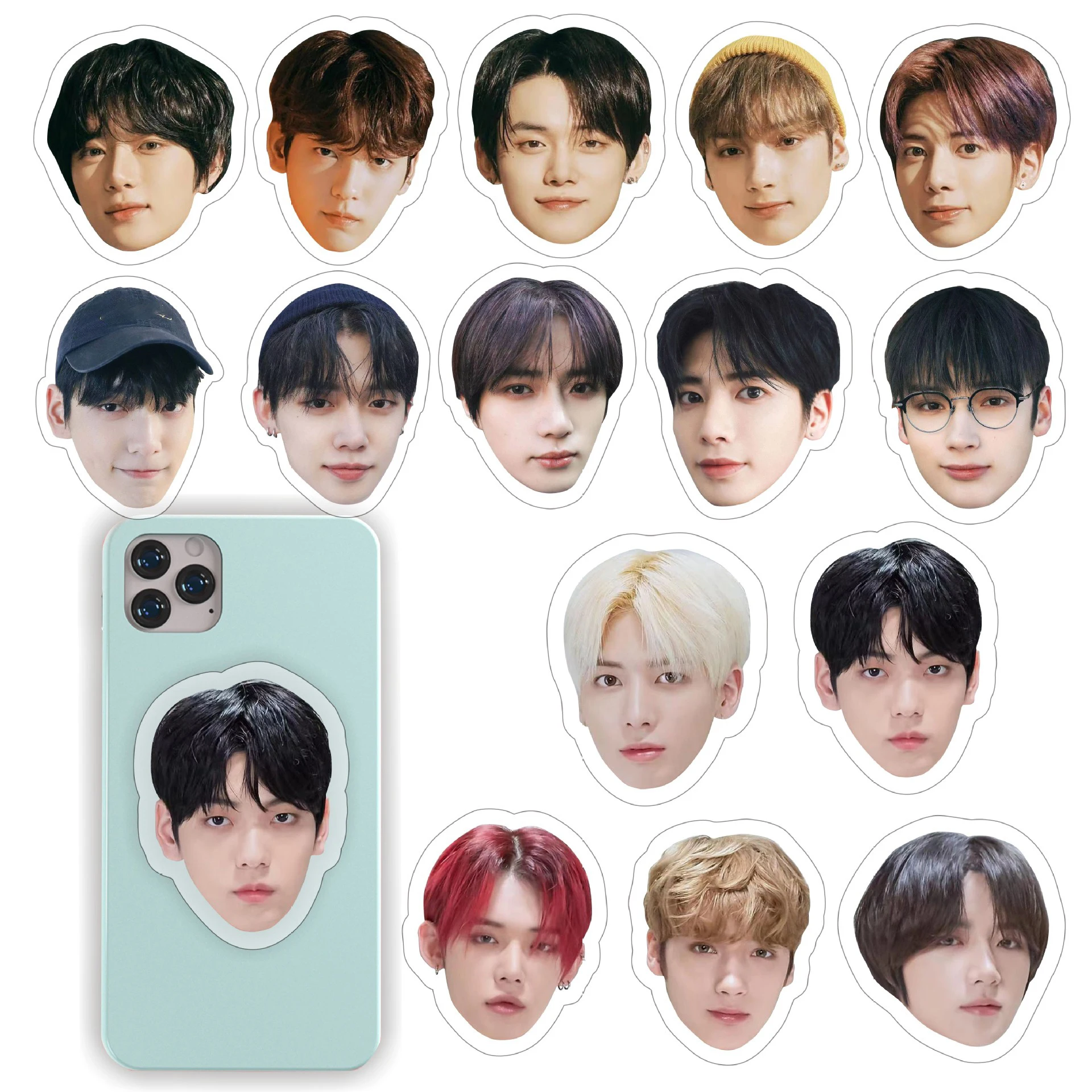 

Kpop Idols Yeonjun Soobin Head Portrait Phone Stand Cartoon Transparent Acrylic Printing Self-adhesive Cell Phone Holder Gifts