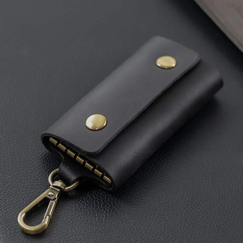 New Key Holder Wallet Genuine Leather Unisex Solid Key Wallet Organizer Bag Car Housekeeper Wallet Card Holder