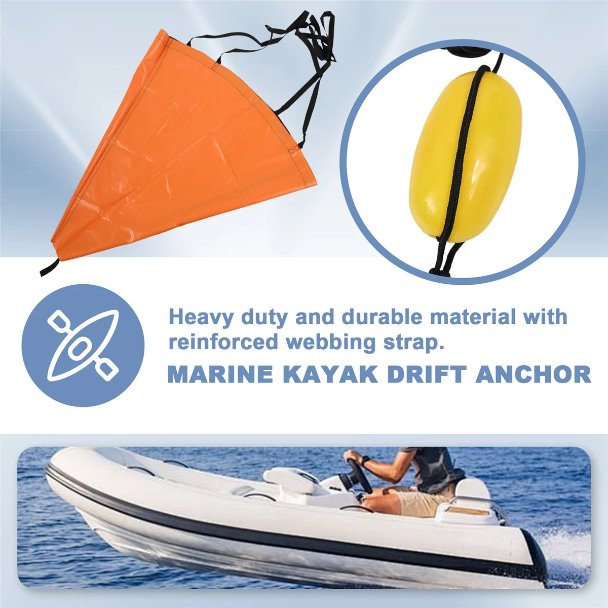 71x-自動車部品-アクセサリー、42-インチ-ドリフト-ソックス-アンカー-シーボート-アンカー-キット-湖川オーシャン用、オレンジ-イエロー