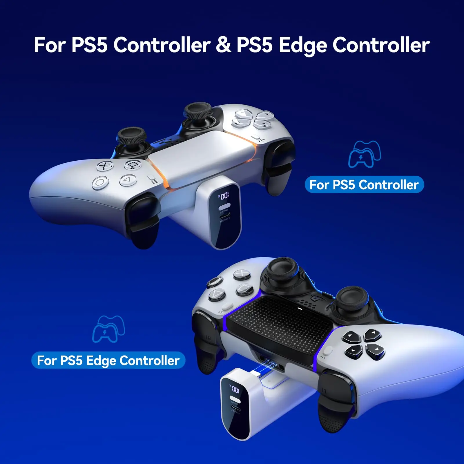 Charger for PS5 Controller, Battery Pack Compatible with PlayStation DualSense & Edge, Portable Power Bank with LED Display, Adds 12+ Hours of Gaming Time for PS5 Gamers view 6