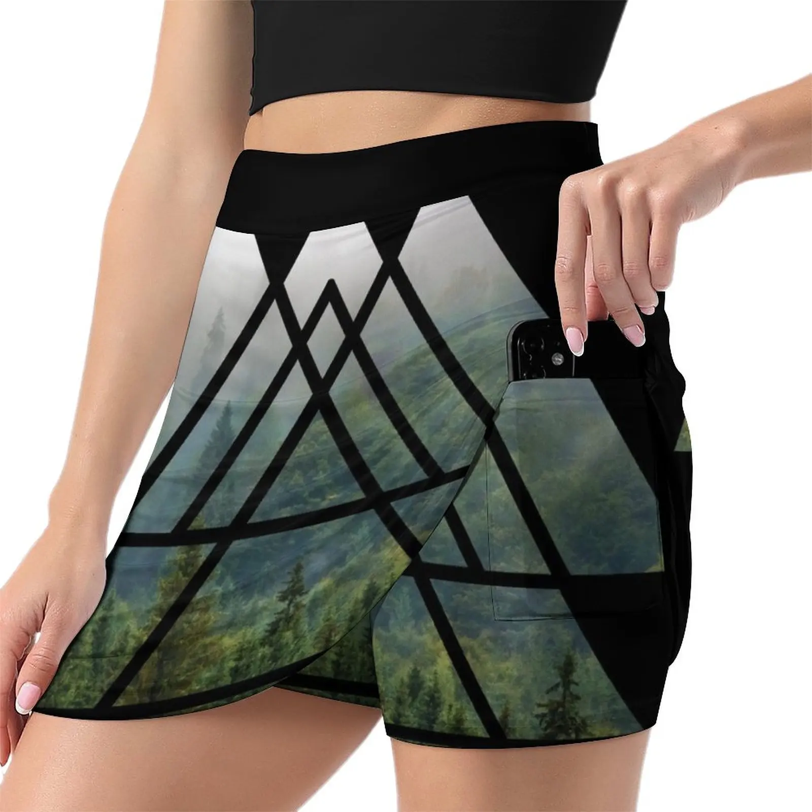 Sacred Geometry Triangles - Misty Forest Mini Skirt girls skirt women's stylish skirts