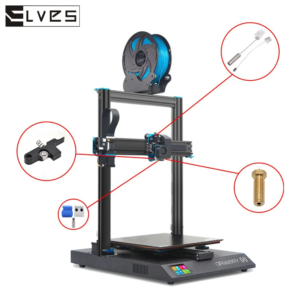 Sidewinder X1& Genius Silicone Nozzle Kit 3D Extruder Parts  Volcano Nozzle NTC100K Thermistor HeatingTube